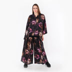  A-Form Jacke von AKH Fashion aus Viskose, 1491.06939, Schwarz/Fuchsia/Multi, Blumen