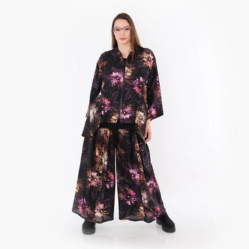  A-Form Jacke von AKH Fashion aus Viskose, 1491.06939, Schwarz/Fuchsia/Multi, Blumen