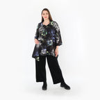  A-Form Jacke von AKH Fashion aus Viskose, 1491.07090, Schwarz/Blau/Multi, Blumen, Schick