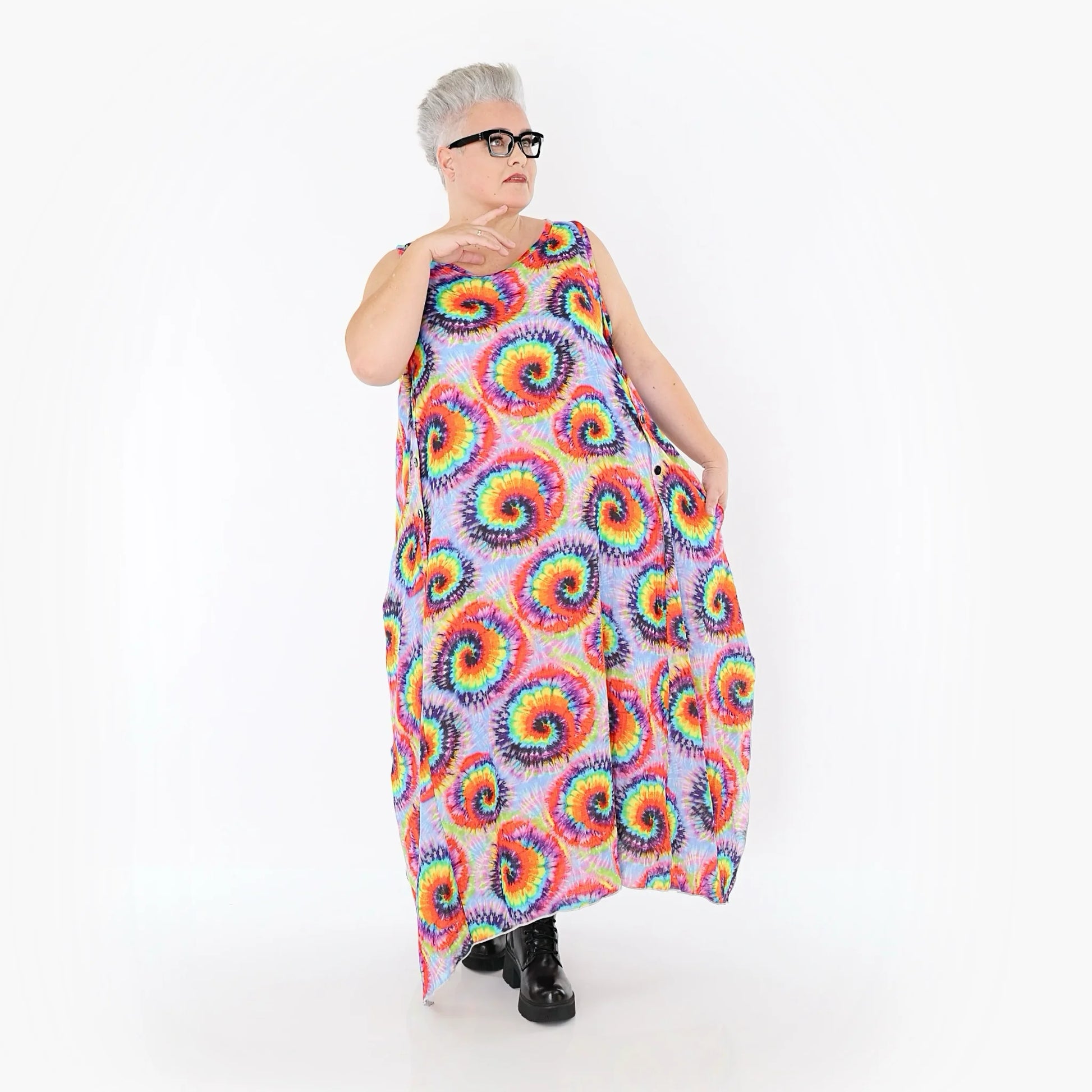  A-Form Kleid von AKH Fashion aus Baumwolle, 1503.07111, Multicolor, Farbmix, Ausgefallen