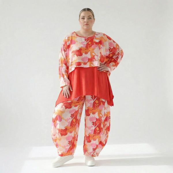  Ballonhose von AKH Fashion aus Viskose, 1506.08069, Orange/Multicolor, Blumen, Schick