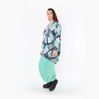  A-Form Bigshirt von AKH Fashion aus Materialmix, 1511.01019, Grün/Weiß/Marine, Abstrakt