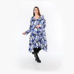  A-Form Bigshirt von AKH Fashion aus Materialmix, 1511.07108, Blau/Weiß/Marine, Abstrakt