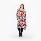  A-Form Bigshirt von AKH Fashion aus Materialmix, 1511.07108, Rot/Weiß/Schwarz, Abstrakt