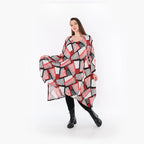  A-Form Bigshirt von AKH Fashion aus Materialmix, 1511.07108, Rot/Weiß/Schwarz, Abstrakt