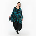 A-Form Bigshirt von AKH Fashion aus Viskose, 1519.07126, Petrol/Schwarz, Pinselstrich, Schick