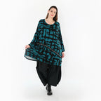 A-Form Bigshirt von AKH Fashion aus Viskose, 1519.07126, Petrol/Schwarz, Pinselstrich, Schick