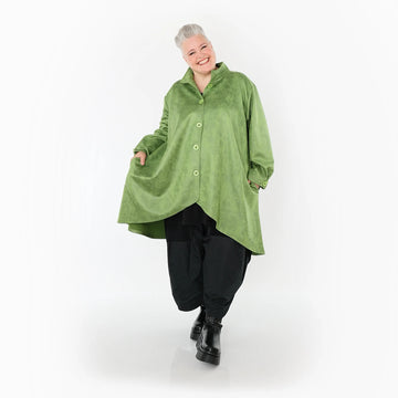  AKH Fashion Jacke in Vokuhila-Form, aus Polyester, 1520.07119, Grün, Ausgefallen, Zeitlos