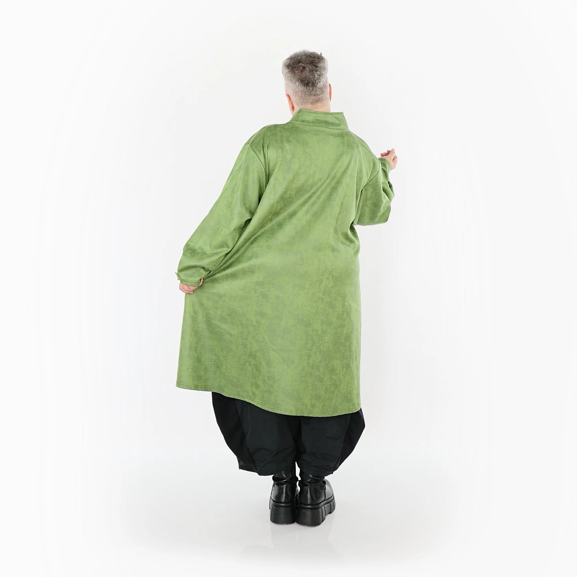  AKH Fashion Jacke in Vokuhila-Form, aus Polyester, 1520.07119, Grün, Ausgefallen, Zeitlos