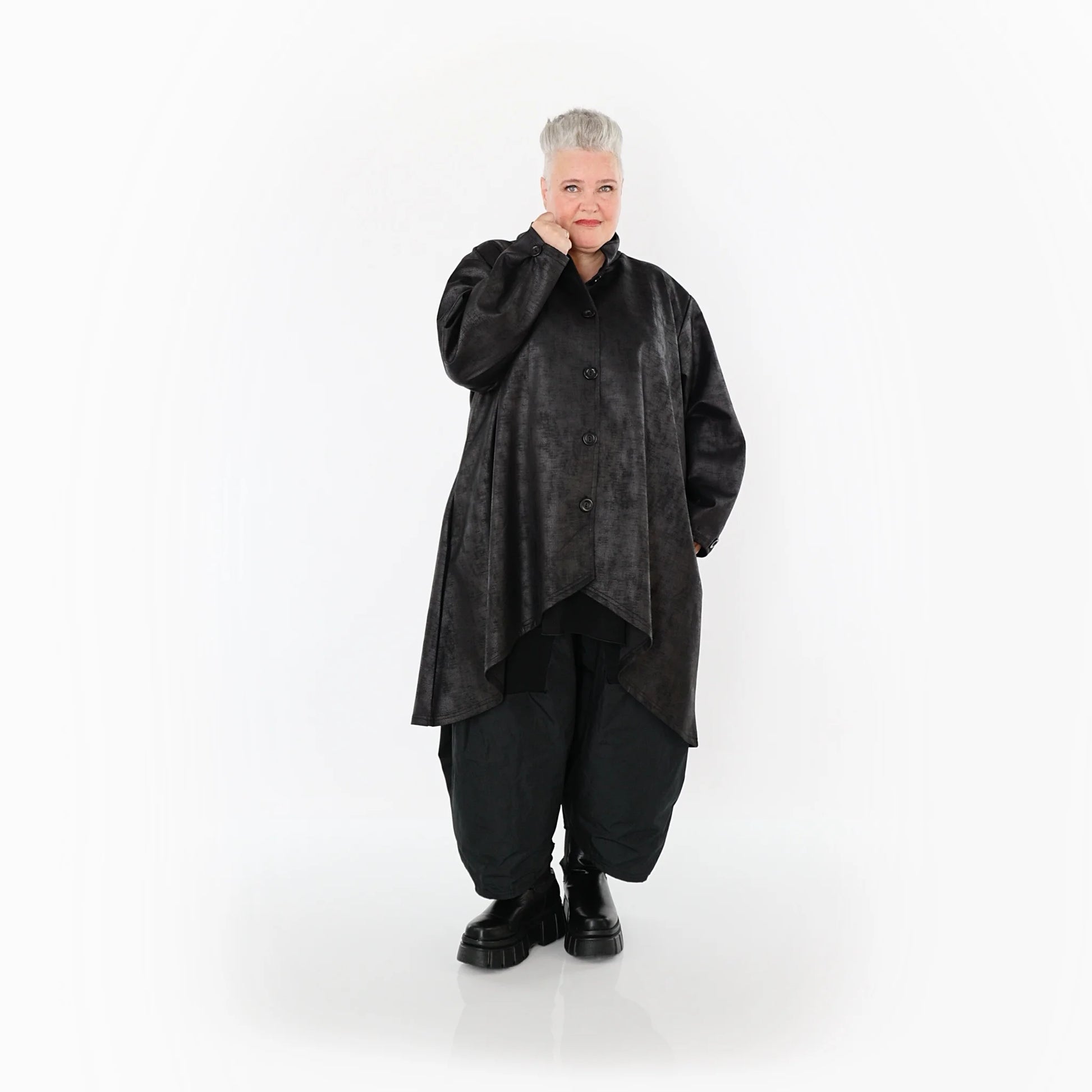  AKH Fashion Jacke in Vokuhila-Form, aus Polyester, 1520.07119, Schwarz, Ausgefallen
