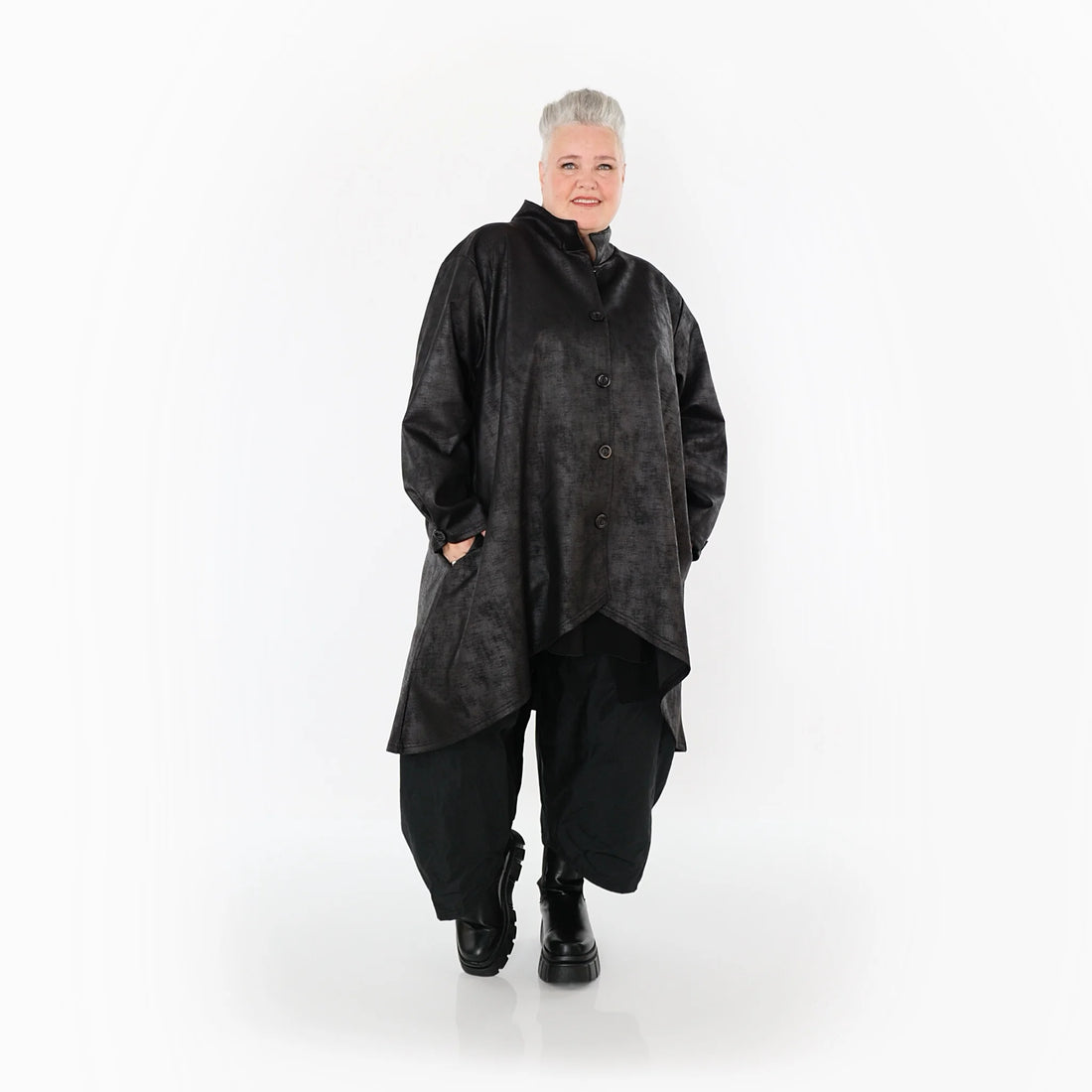  AKH Fashion Jacke in Vokuhila-Form, aus Polyester, 1520.07119, Schwarz, Ausgefallen