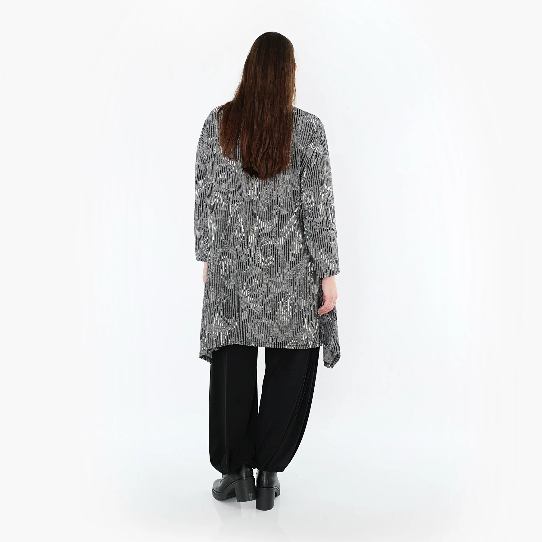 A-Form Shirt von AKH Fashion aus Materialmix, 1500521, Grau/Schwarz/Weiß, Vichy-Streifen