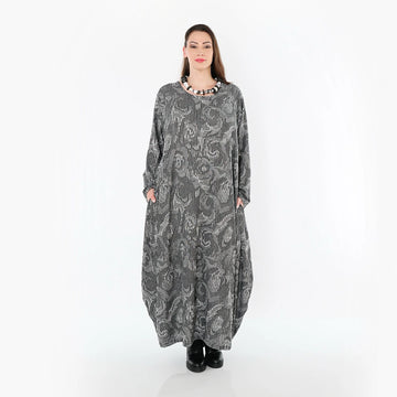  Ballonkleid von AKH Fashion aus Materialmix, 1501926, Grau/Schwarz/Weiß, Vichy-Streifen