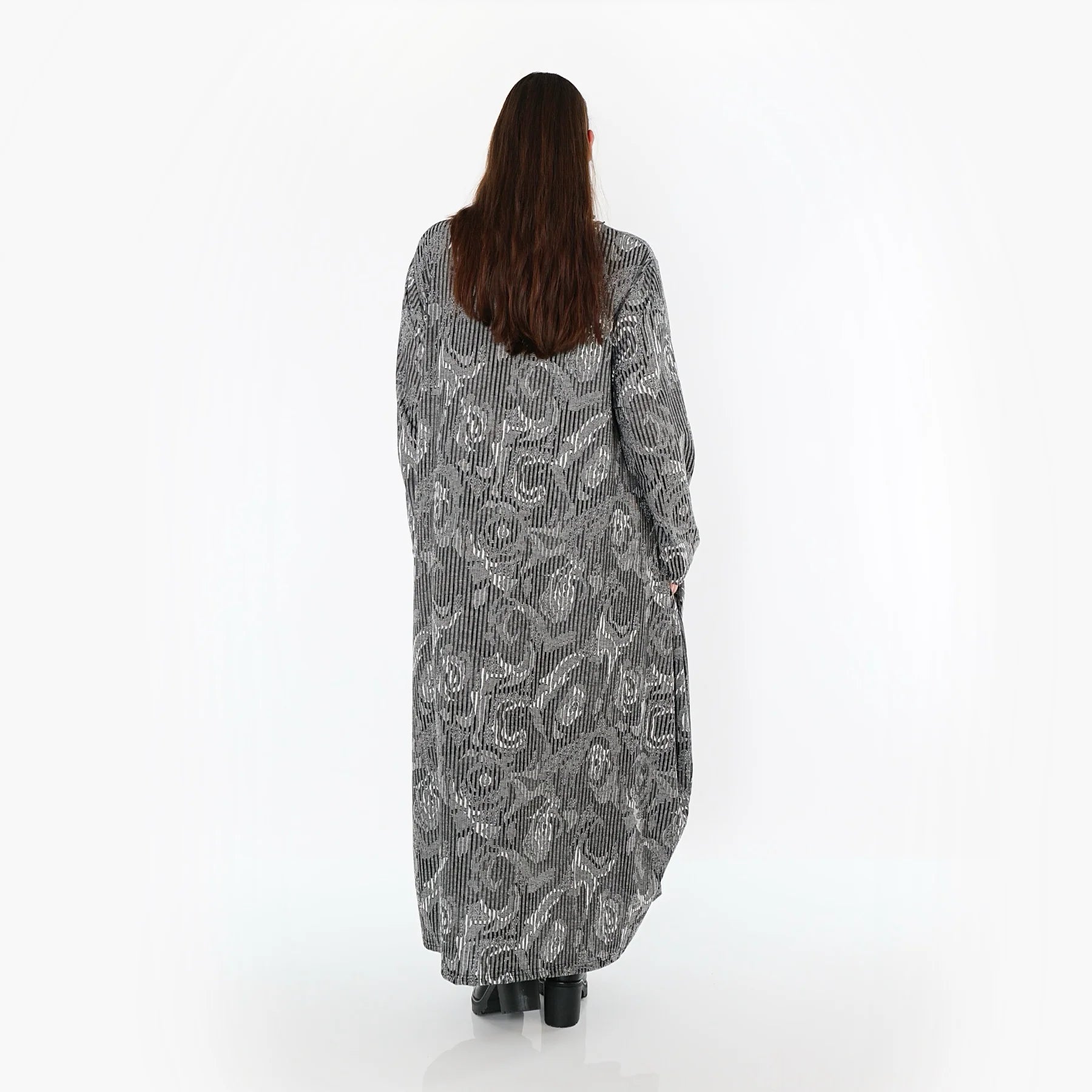  Ballonkleid von AKH Fashion aus Materialmix, 1501926, Grau/Schwarz/Weiß, Vichy-Streifen