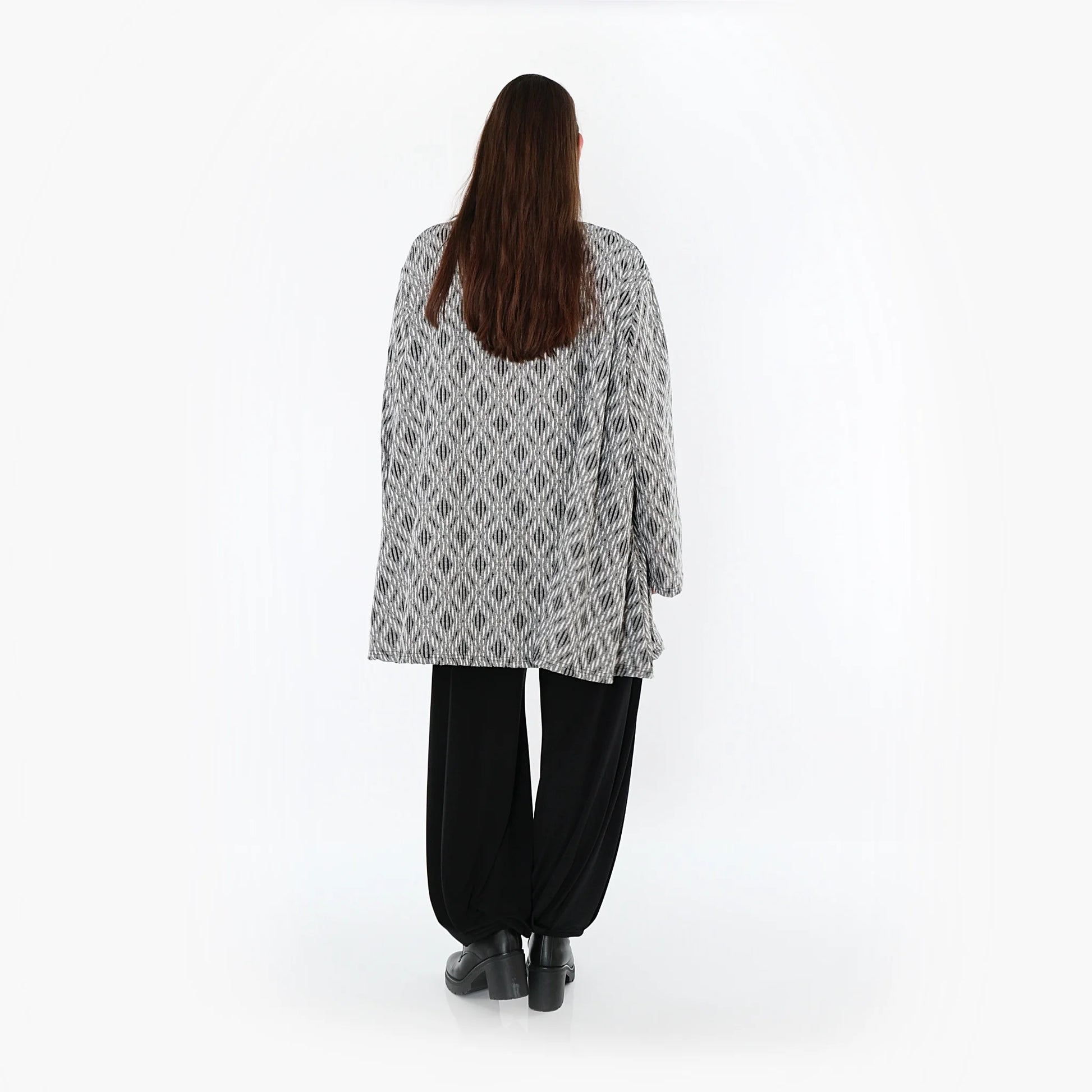  A-Form Bigshirt von AKH Fashion aus Materialmix, 1500593, Hellgrau/Schwarz/Weiß, Schick