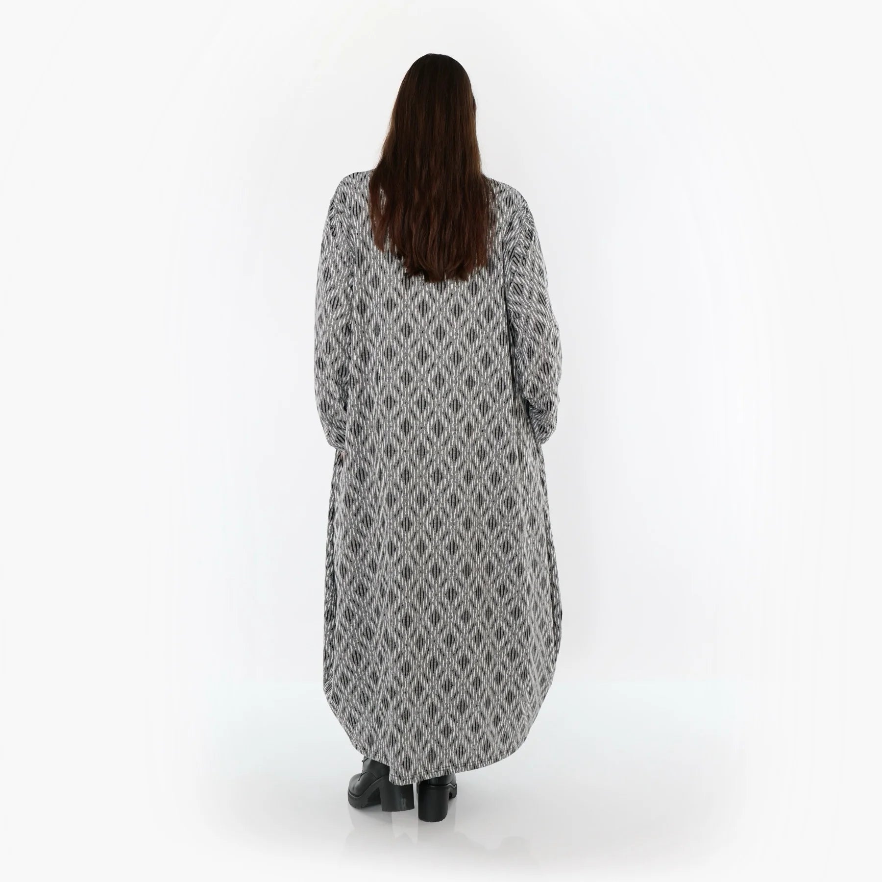  Ballonkleid von AKH Fashion aus Materialmix, 1501926, Hellgrau/Schwarz/Weiß, Schick