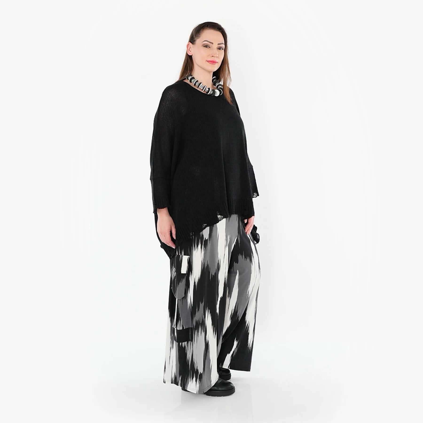  AKH Fashion Hose in gerader Form, aus Viskose, 1530.07125, Schwarz/Grau/Weiß, Schick