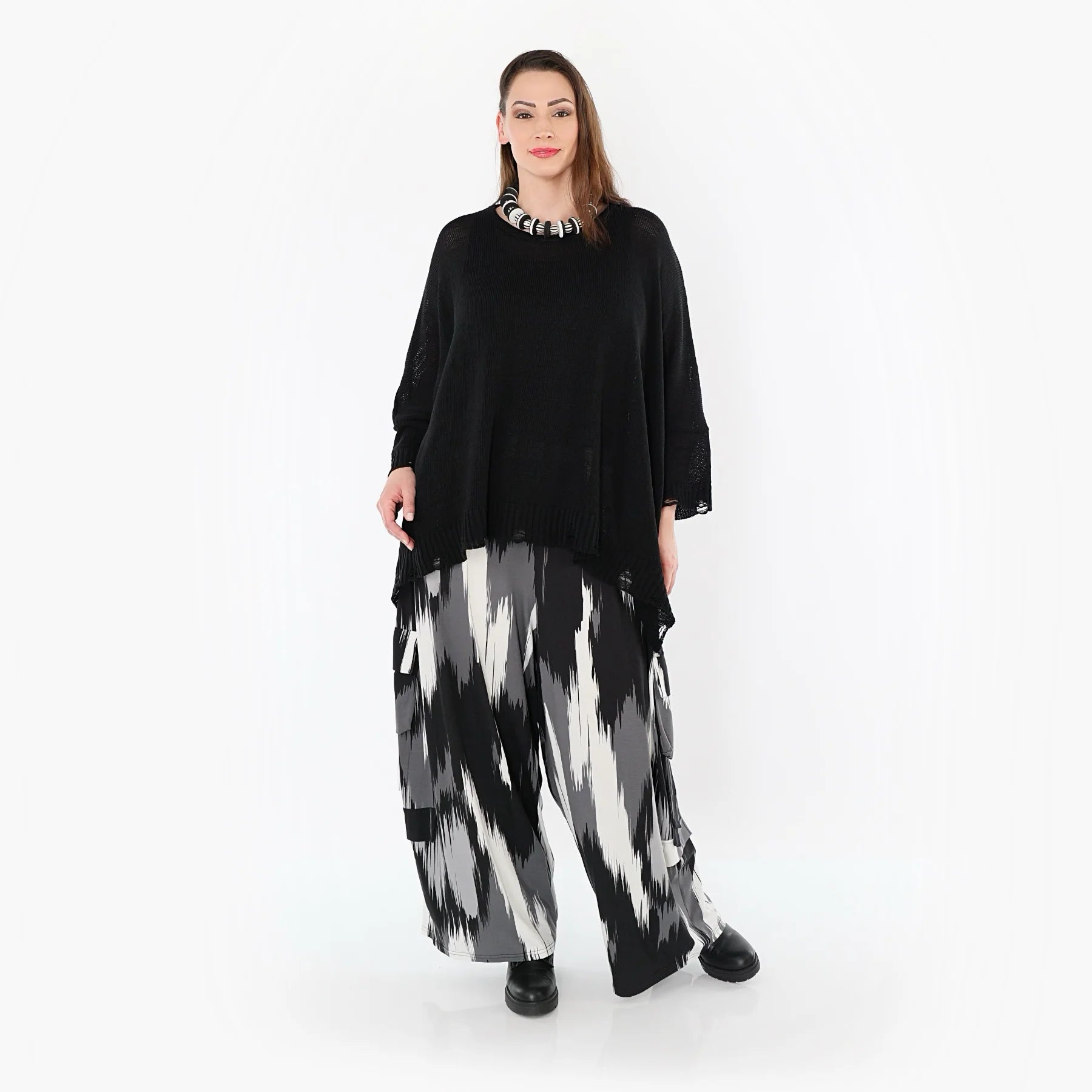  AKH Fashion Hose in gerader Form, aus Viskose, 1530.07125, Schwarz/Grau/Weiß, Schick