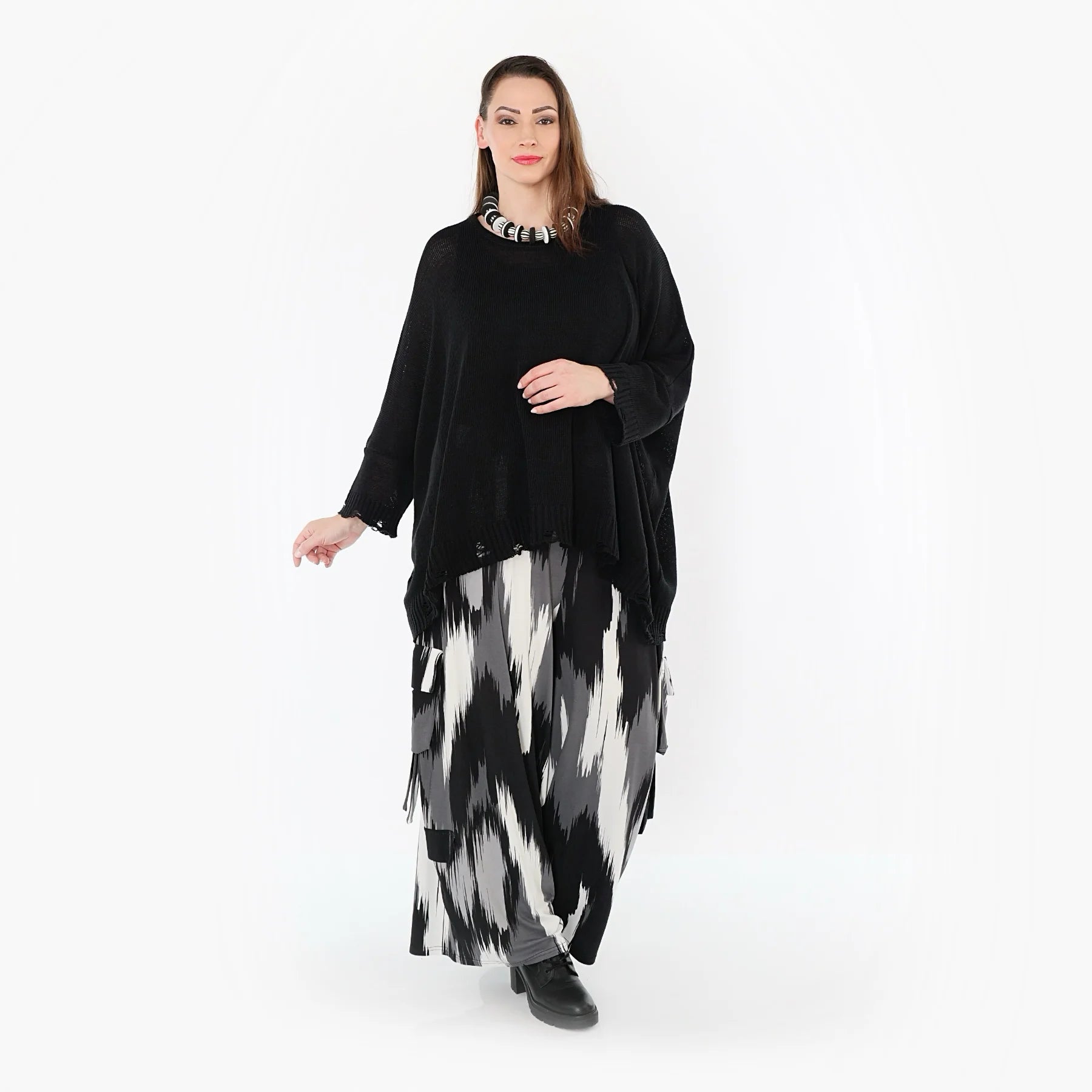  AKH Fashion Hose in gerader Form, aus Viskose, 1530.07125, Schwarz/Grau/Weiß, Schick