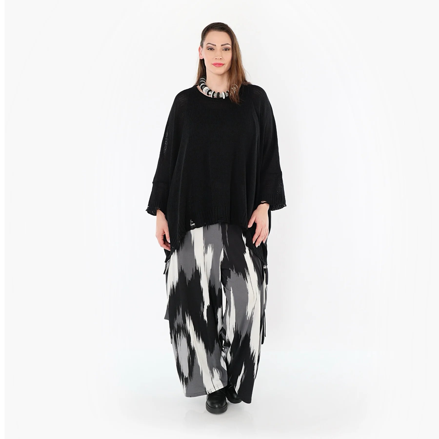  AKH Fashion Hose in gerader Form, aus Viskose, 1530.07125, Schwarz/Grau/Weiß, Schick
