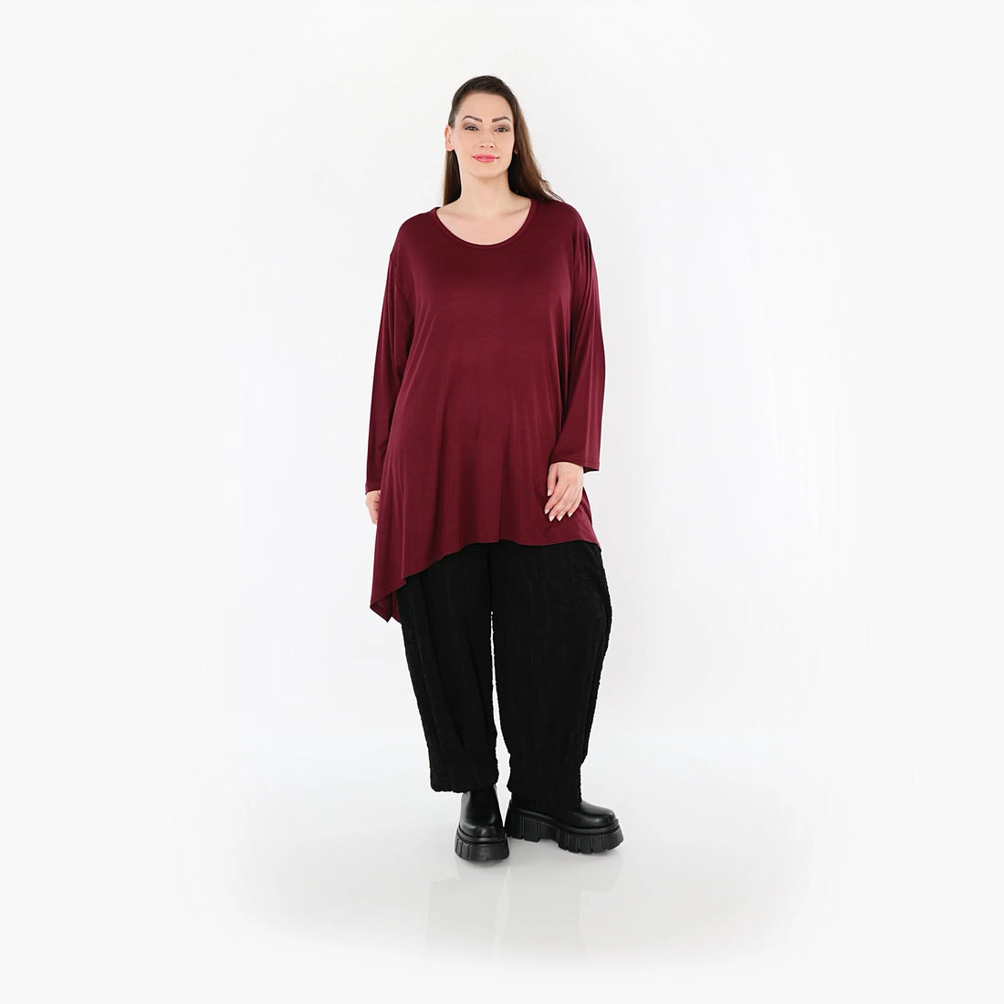  A-Form Bigshirt von AKH Fashion aus Viskose, 1531.01019, Burgundy, Ausgefallen, Zeitlos