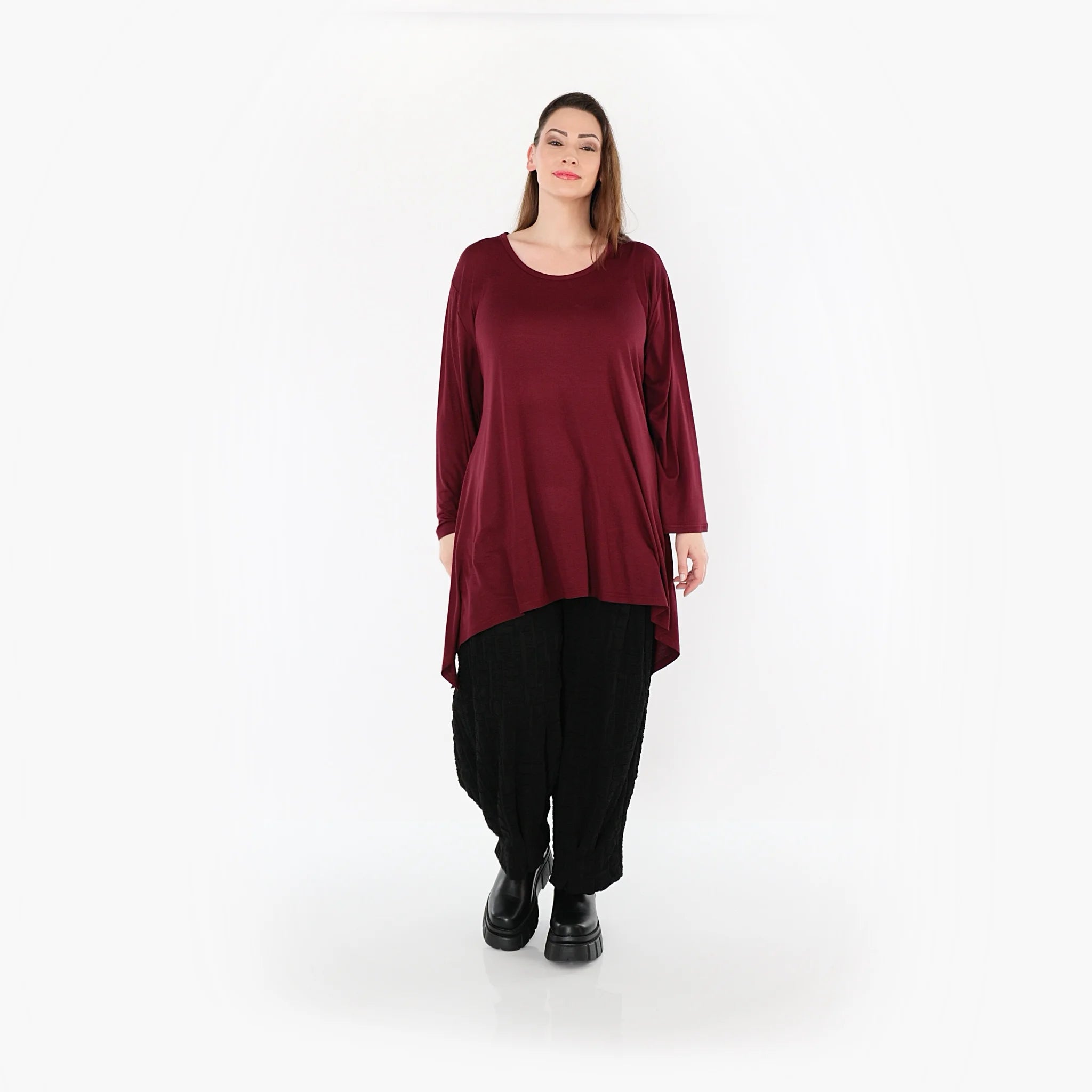  A-Form Bigshirt von AKH Fashion aus Viskose, 1531.01019, Burgundy, Ausgefallen, Zeitlos