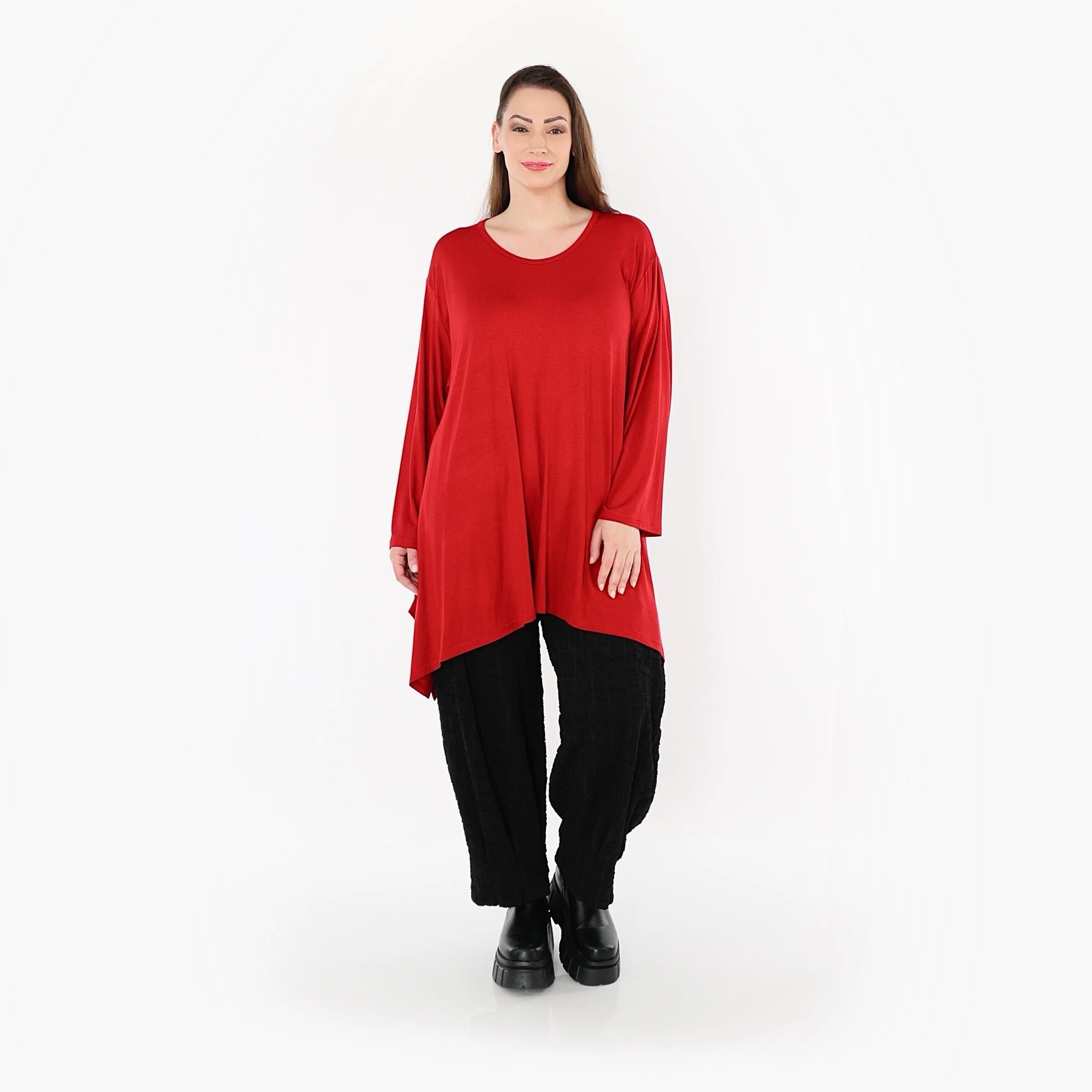  A-Form Bigshirt von AKH Fashion aus Viskose, 1531.01019, Dunkelrot, Ausgefallen, Zeitlos