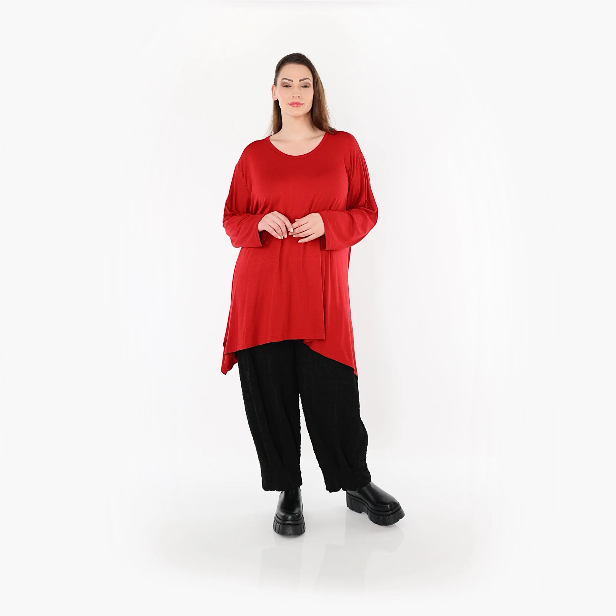  A-Form Bigshirt von AKH Fashion aus Viskose, 1531.01019, Dunkelrot, Ausgefallen, Zeitlos