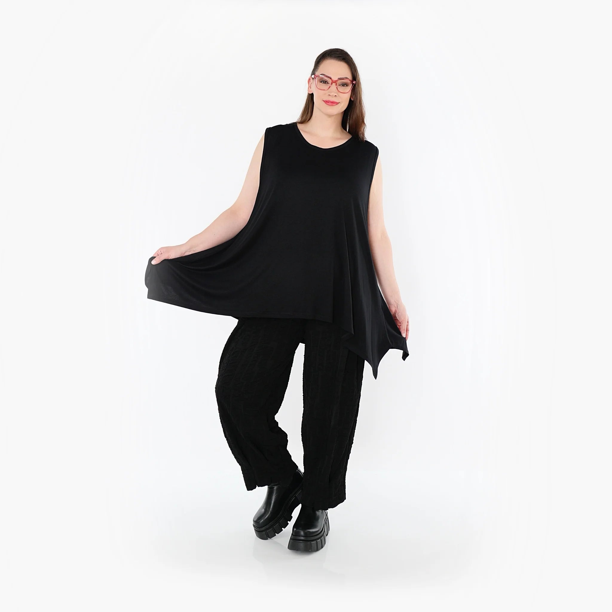  A-Form Top von AKH Fashion aus Viskose, 1531.03071, Schwarz, Ausgefallen, Zeitlos, Schick