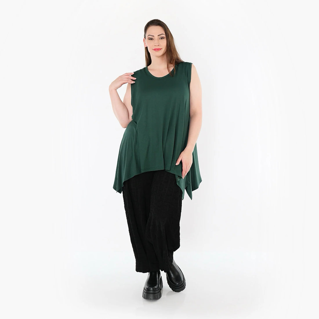  A-Form Top von AKH Fashion aus Viskose, 1531.03071, Tannengrün, Ausgefallen, Zeitlos, Schick