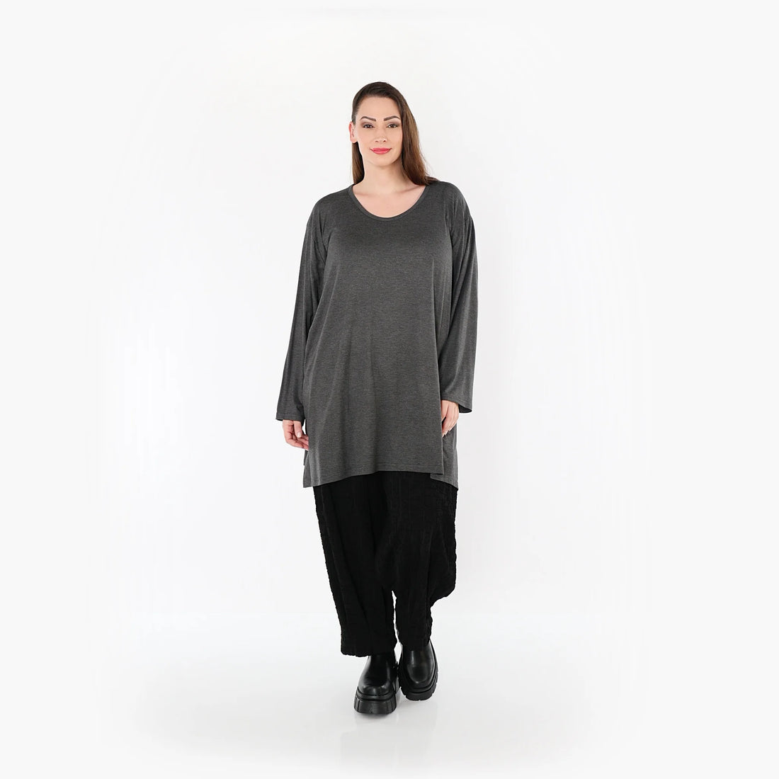  AKH Fashion Bigshirt in gerader Form, aus Viskose, 1531.07054, Anthrazit, Ausgefallen, Schick
