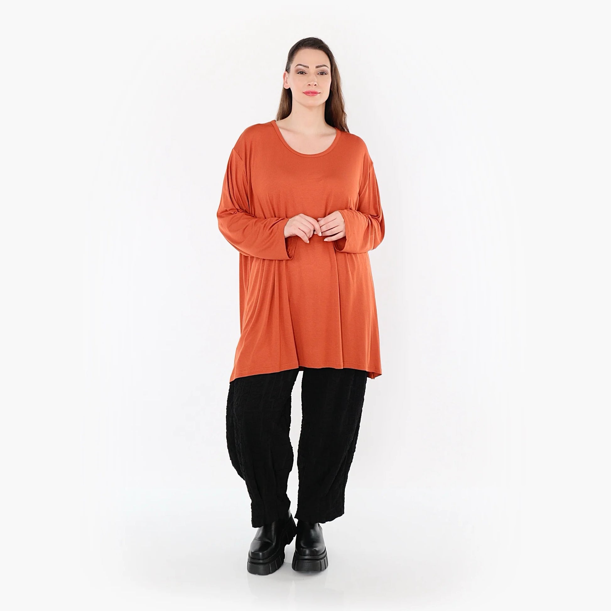  AKH Fashion Bigshirt in gerader Form, aus Viskose, 1531.07054, Rost, Ausgefallen, Zeitlos