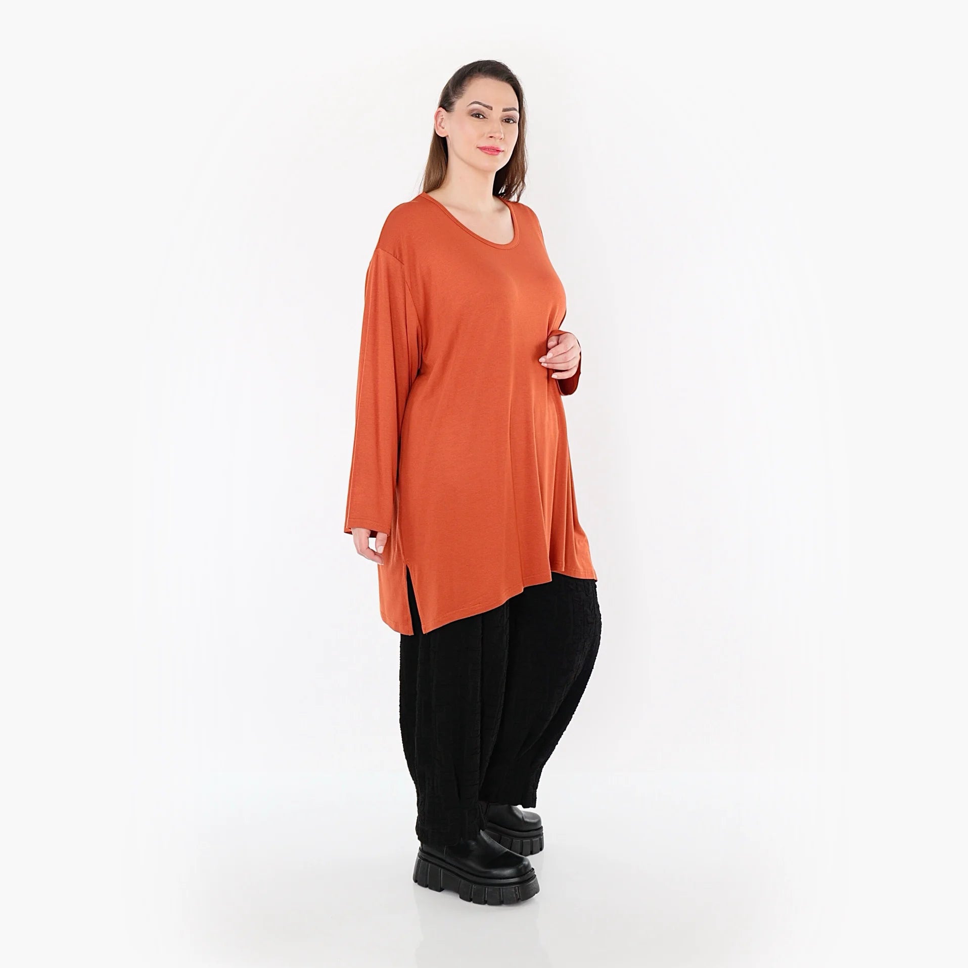  AKH Fashion Bigshirt in gerader Form, aus Viskose, 1531.07054, Rost, Ausgefallen, Zeitlos