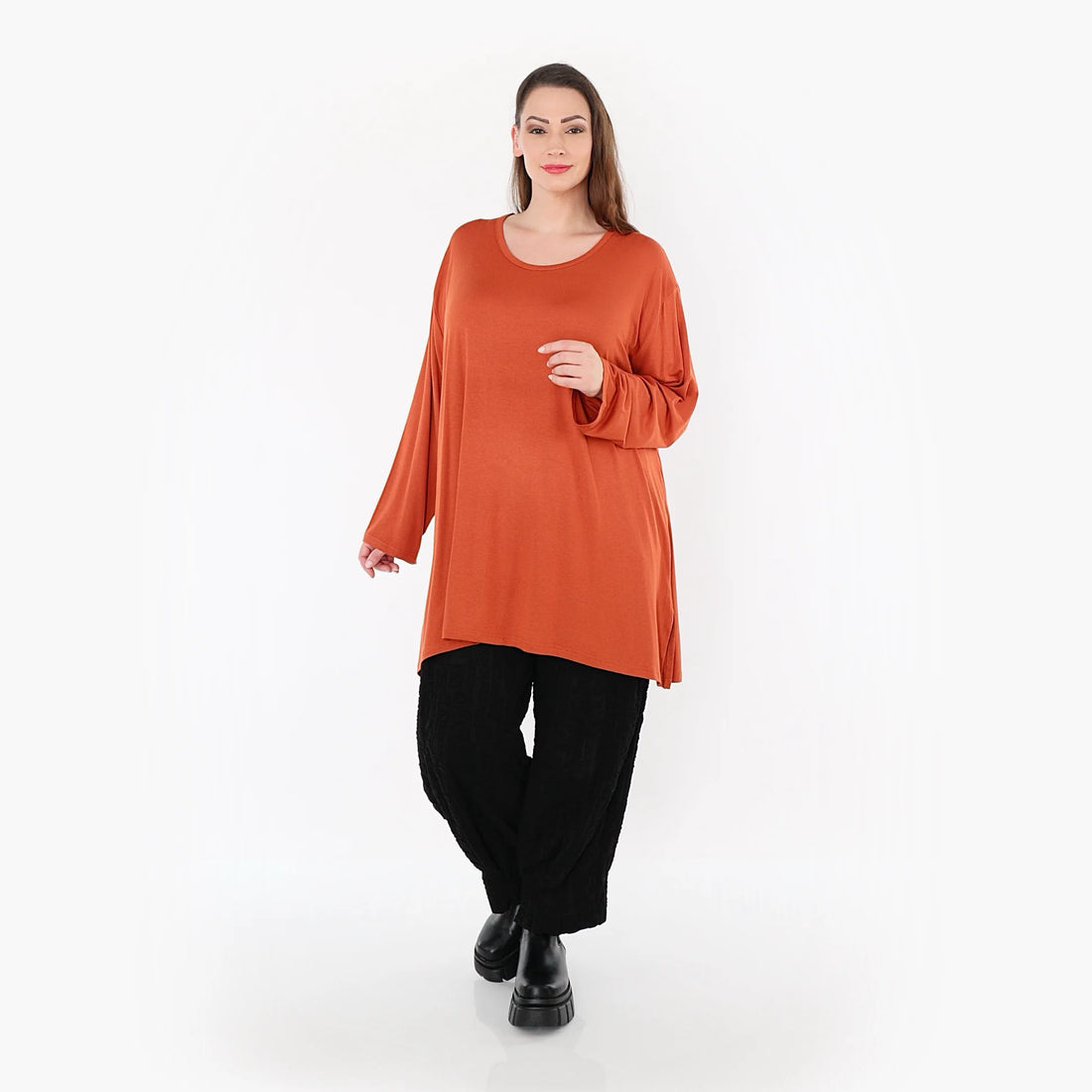 AKH Fashion Bigshirt in gerader Form, aus Viskose, 1531.07054, Rost, Ausgefallen, Zeitlos