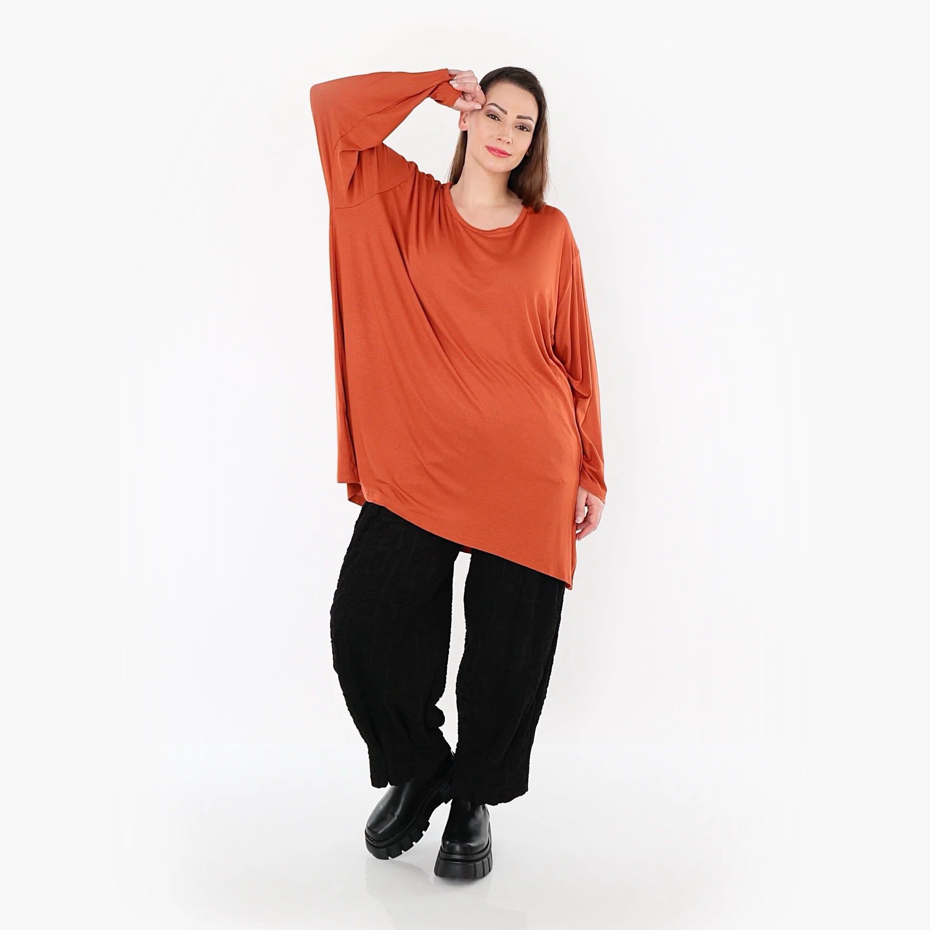  AKH Fashion Bigshirt in gerader Form, aus Viskose, 1531.07054, Rost, Ausgefallen, Zeitlos
