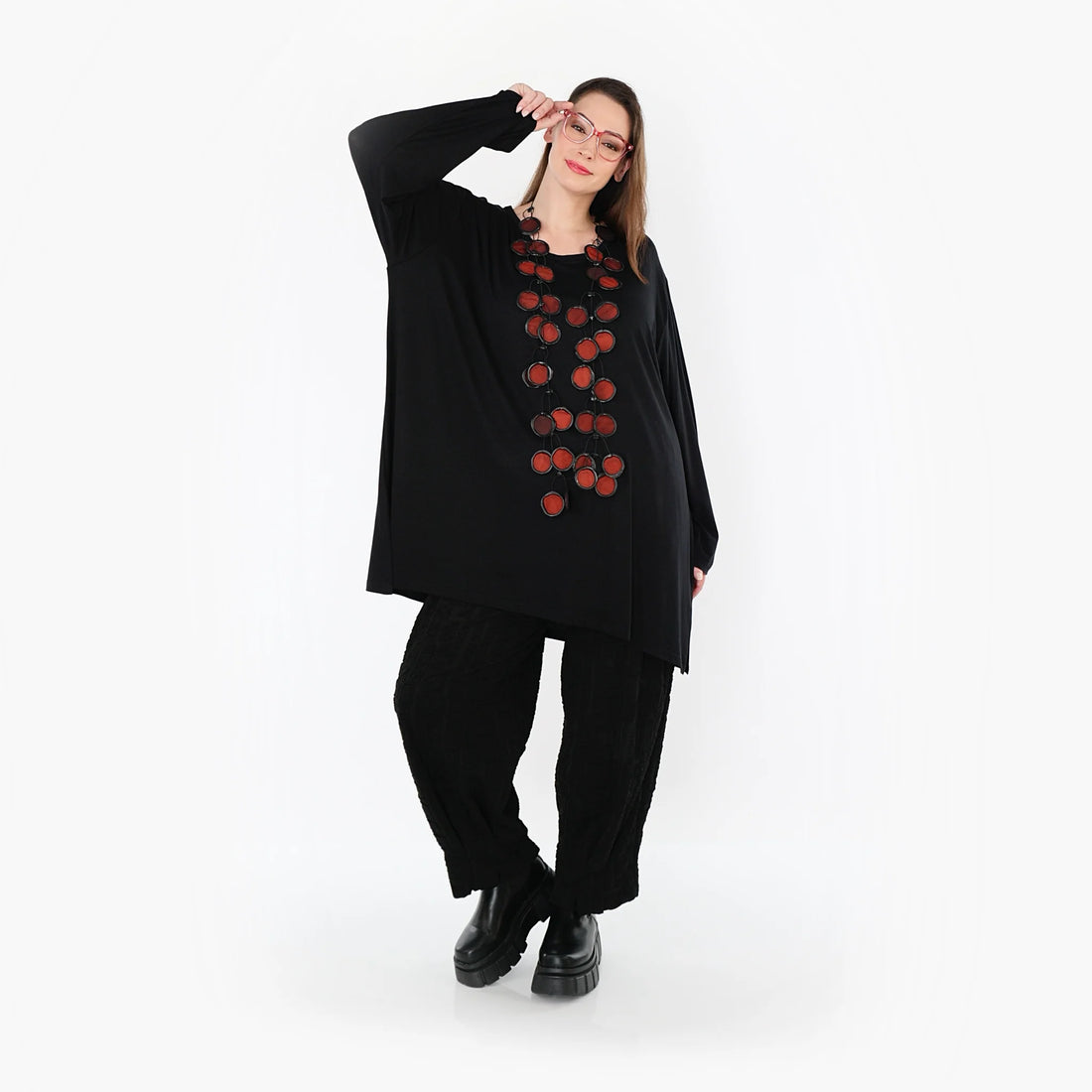 AKH Fashion Bigshirt in gerader Form, aus Viskose, 1531.07054, Schwarz, Ausgefallen, Zeitlos