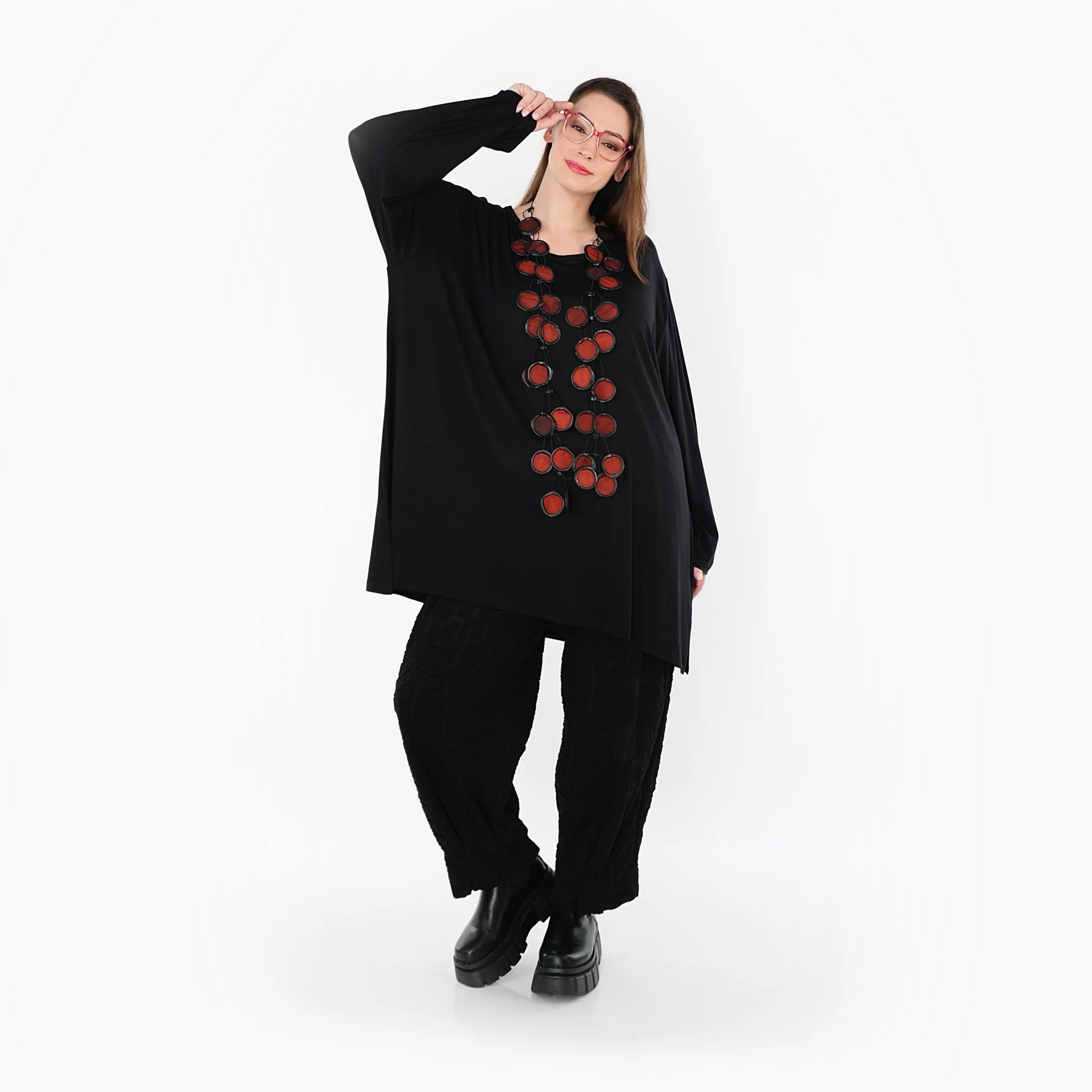 AKH Fashion Bigshirt in gerader Form, aus Viskose, 1531.07054, Schwarz, Ausgefallen, Zeitlos