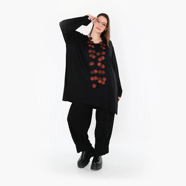 AKH Fashion Bigshirt in gerader Form, aus Viskose, 1531.07054, Schwarz, Ausgefallen, Zeitlos
