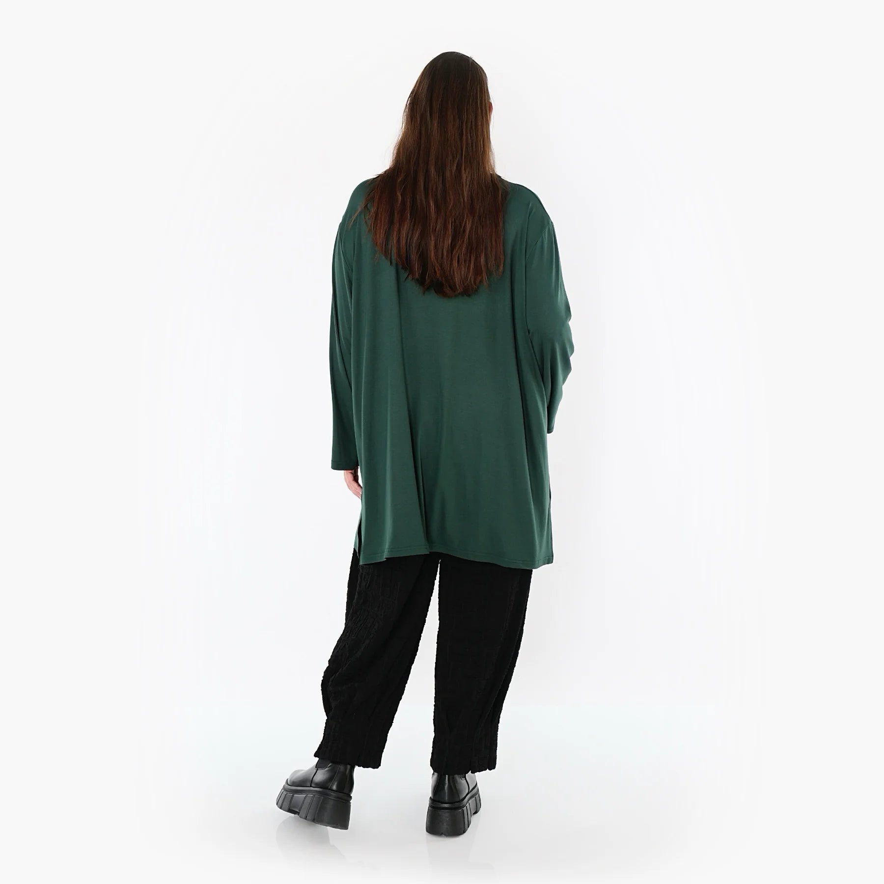  AKH Fashion Bigshirt in gerader Form, aus Viskose, 1531.07054, Tannengrün, Ausgefallen, Zeitlos