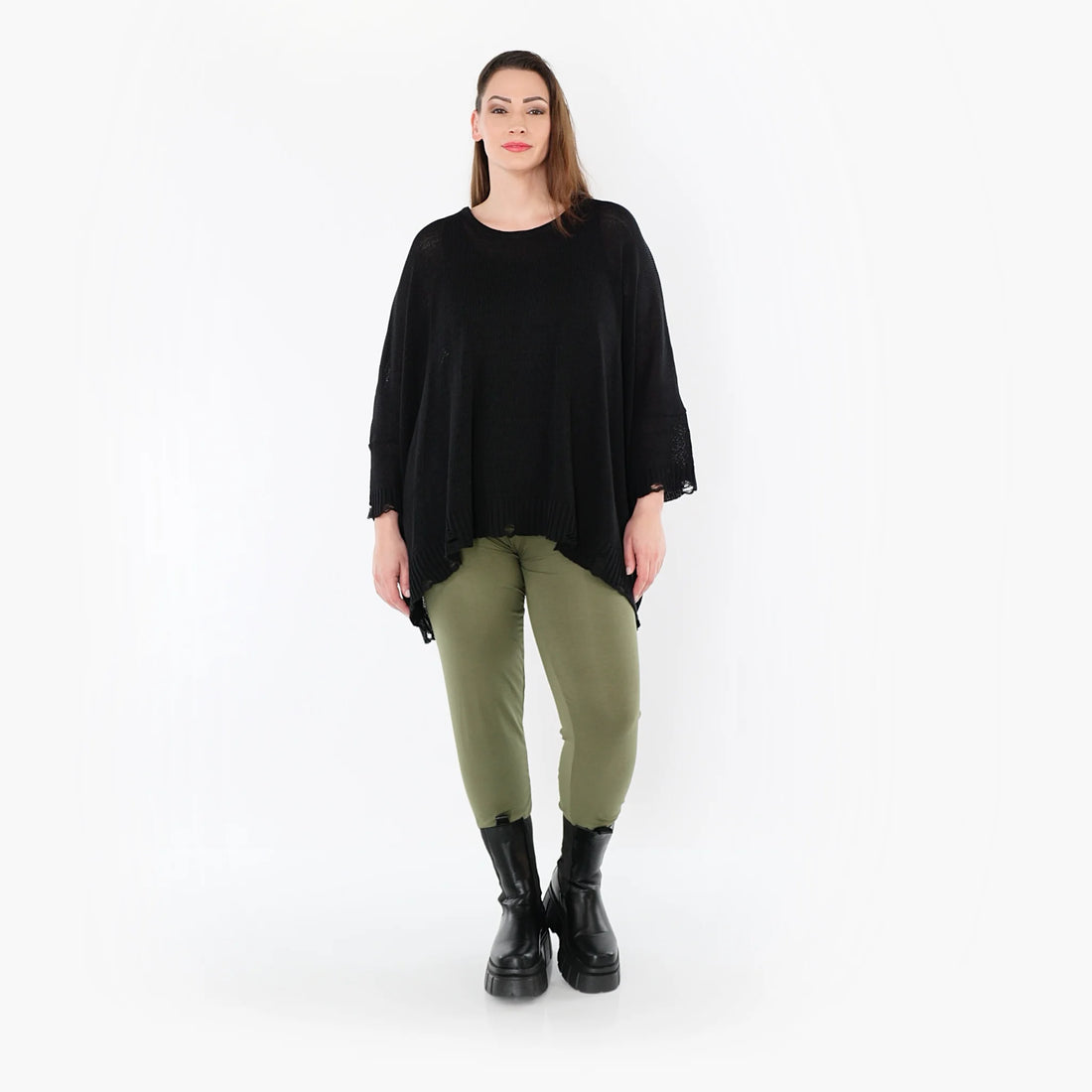  AKH Fashion Leggings in gerader Form, aus Viskose, 1531.0P100, Olive, Ausgefallen, Zeitlos