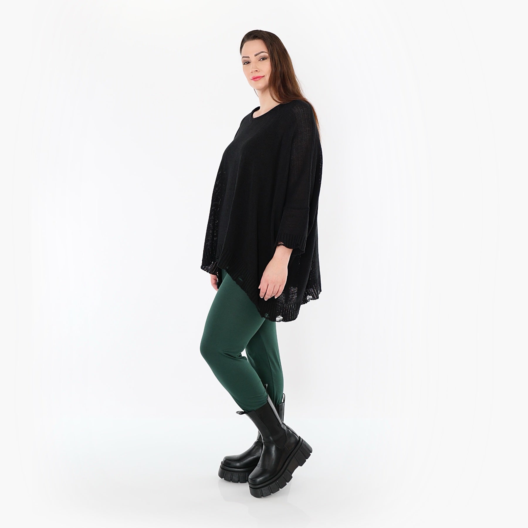  AKH Fashion Leggings in gerader Form, aus Viskose, 1531.0P100, Tannengrün, Ausgefallen
