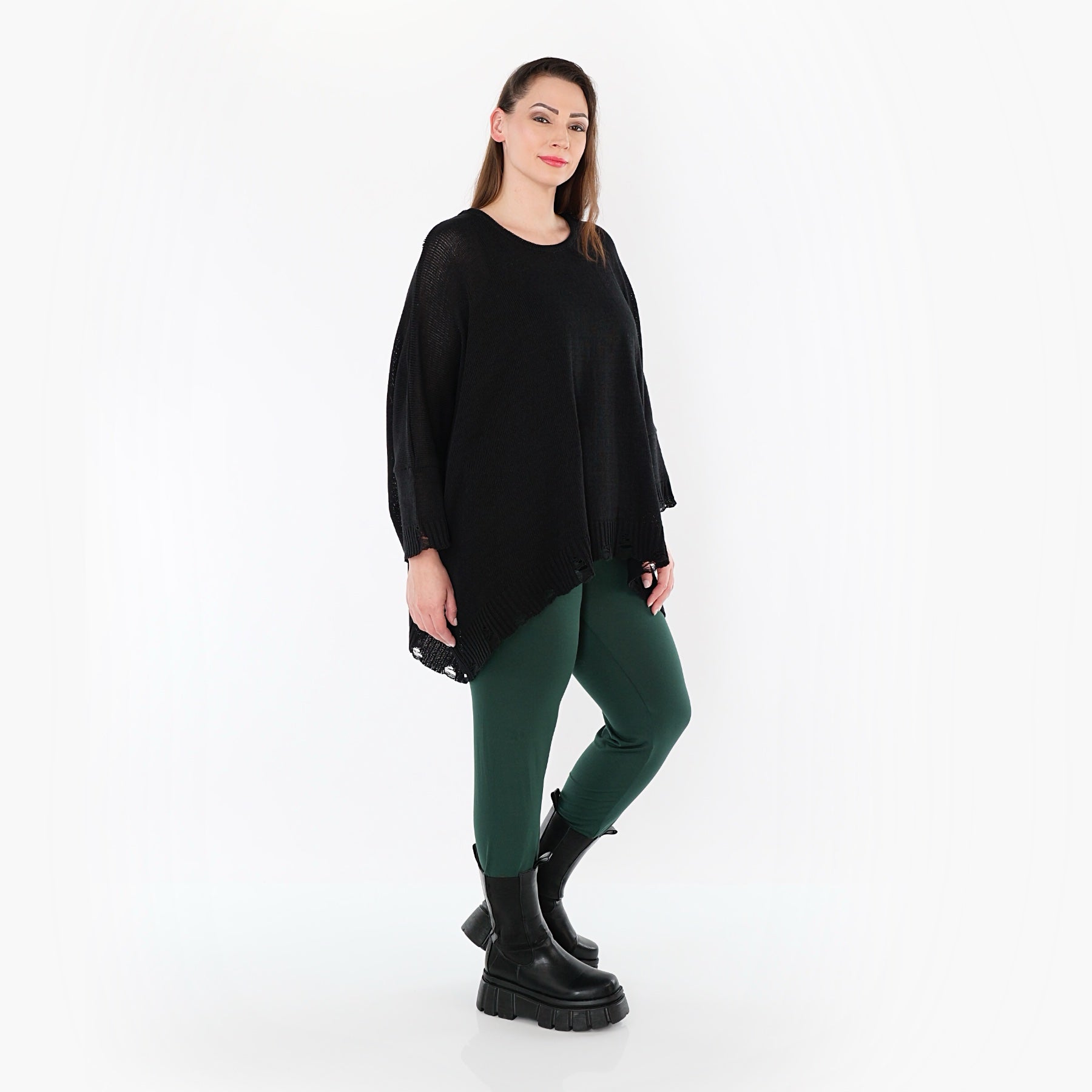 AKH Fashion Leggings in gerader Form, aus Viskose, 1531.0P100, Tannengrün, Ausgefallen