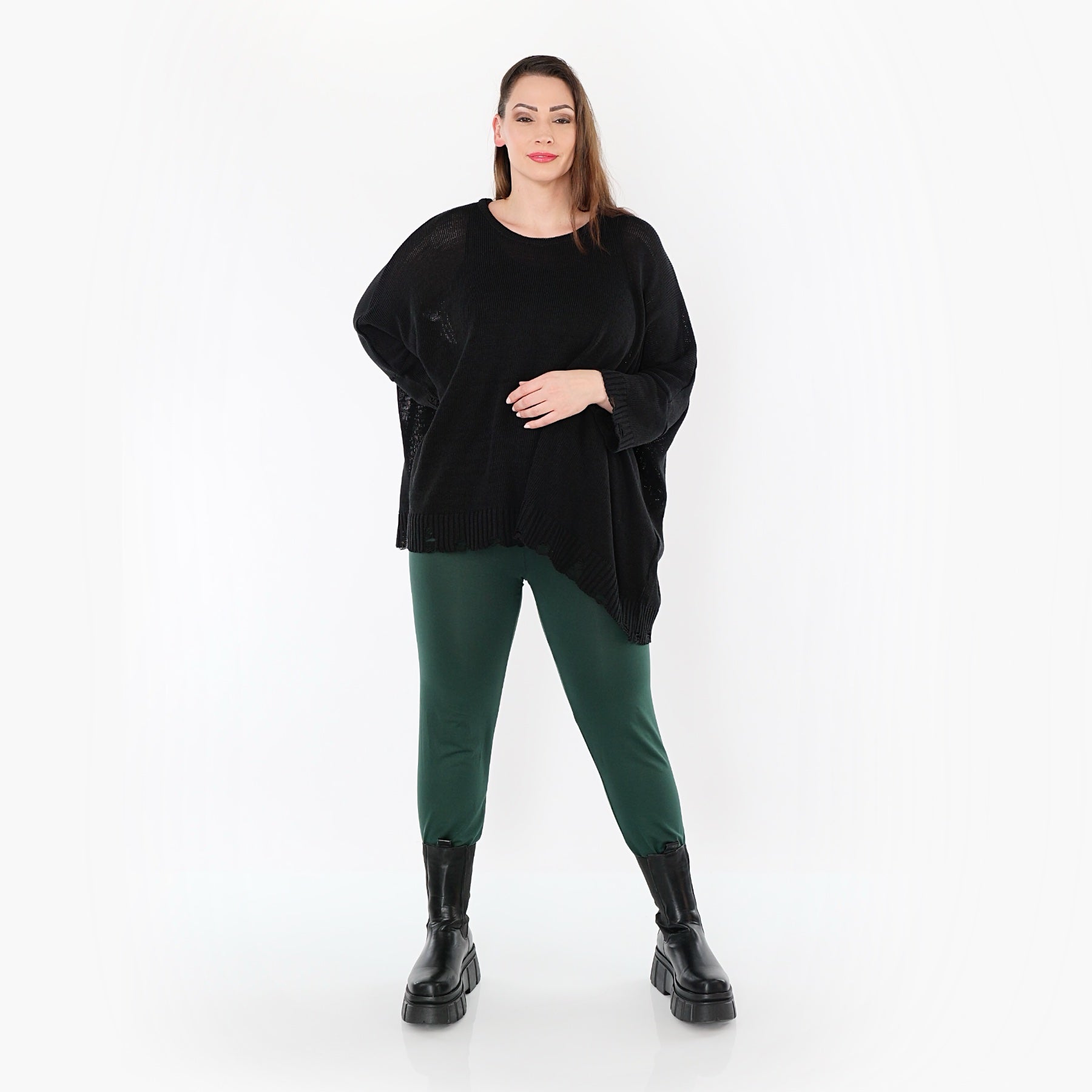  AKH Fashion Leggings in gerader Form, aus Viskose, 1531.0P100, Tannengrün, Ausgefallen