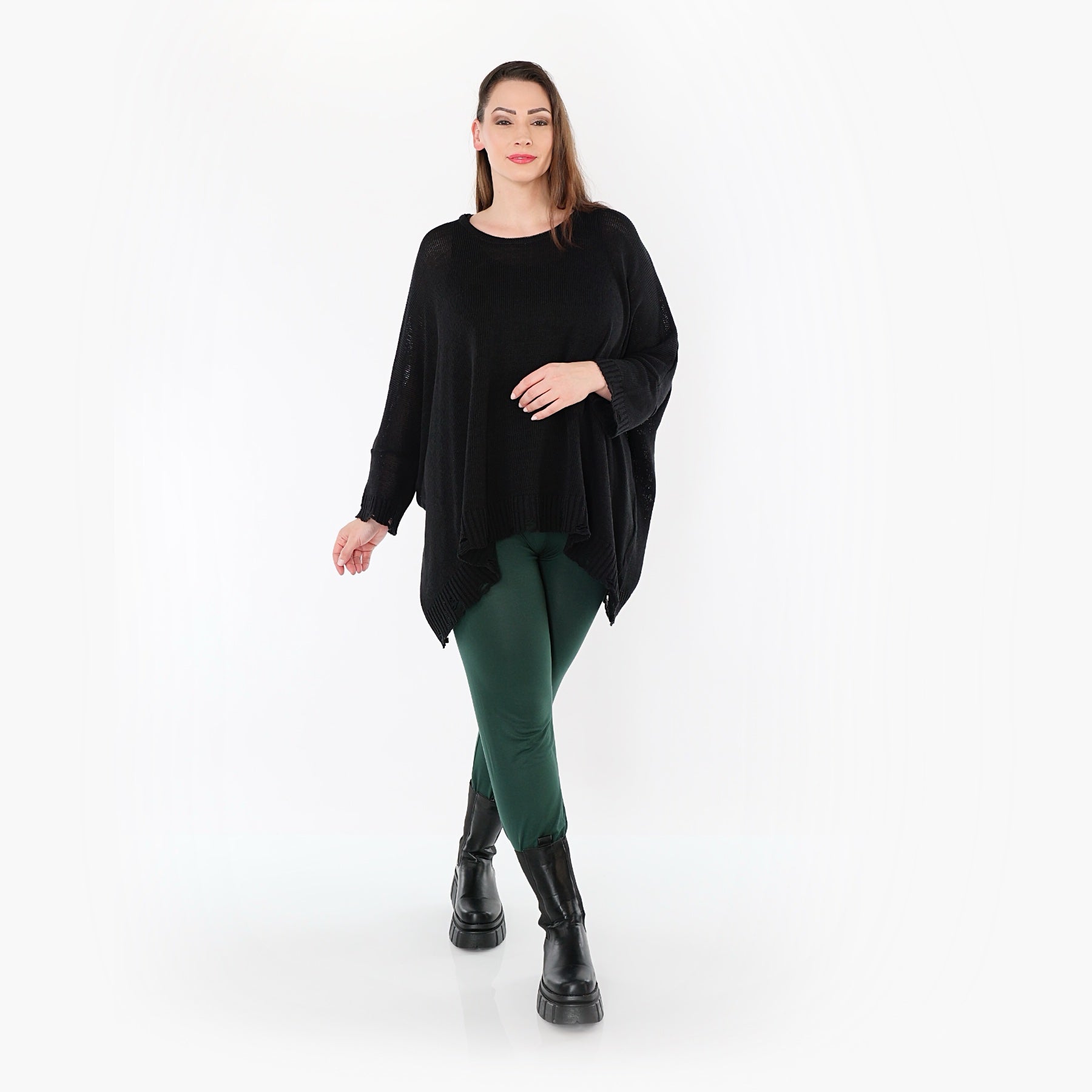  AKH Fashion Leggings in gerader Form, aus Viskose, 1531.0P100, Tannengrün, Ausgefallen