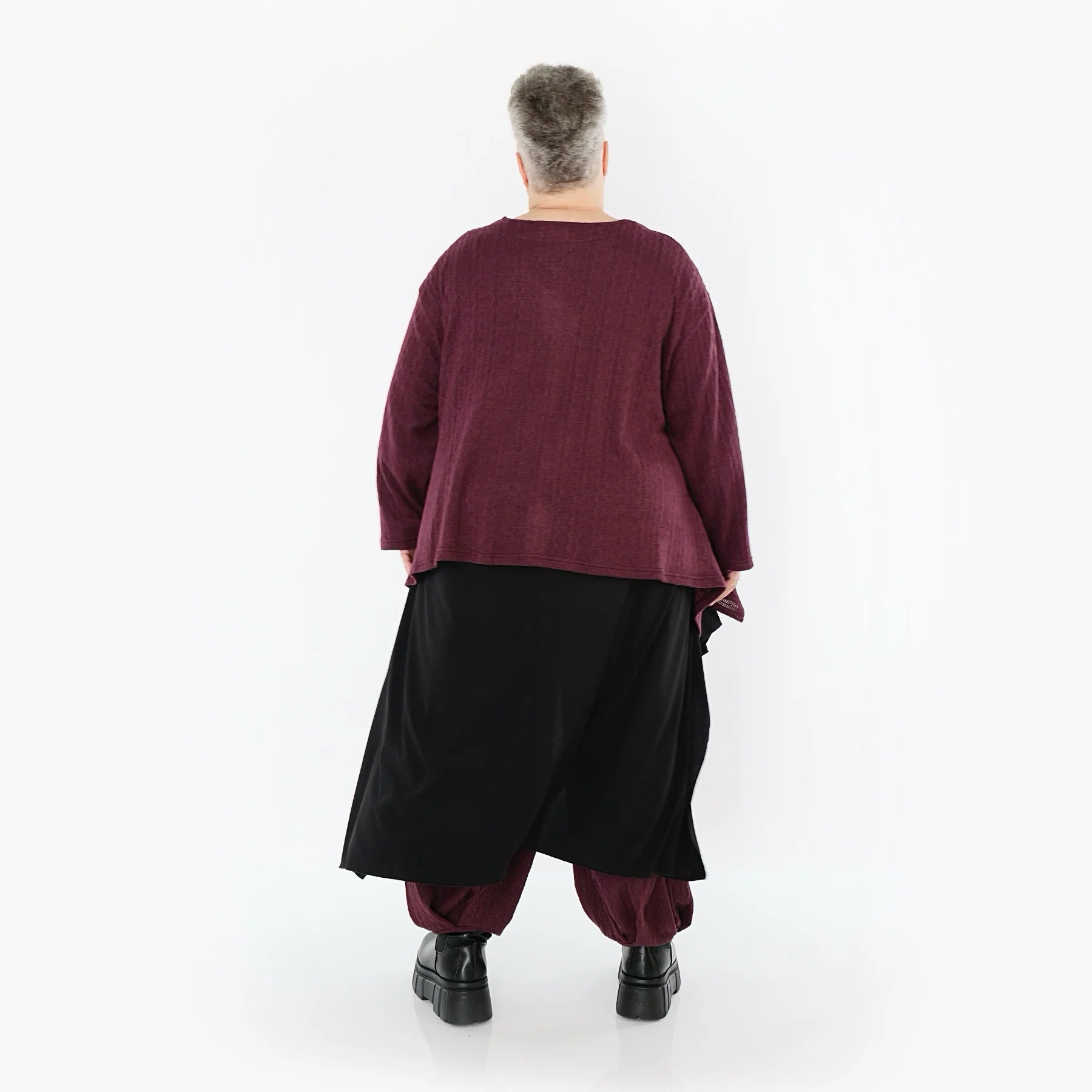 A-Form Jacke von AKH Fashion aus Materialmix, 1532.00118, Burgundy, Wellen, Ausgefallen