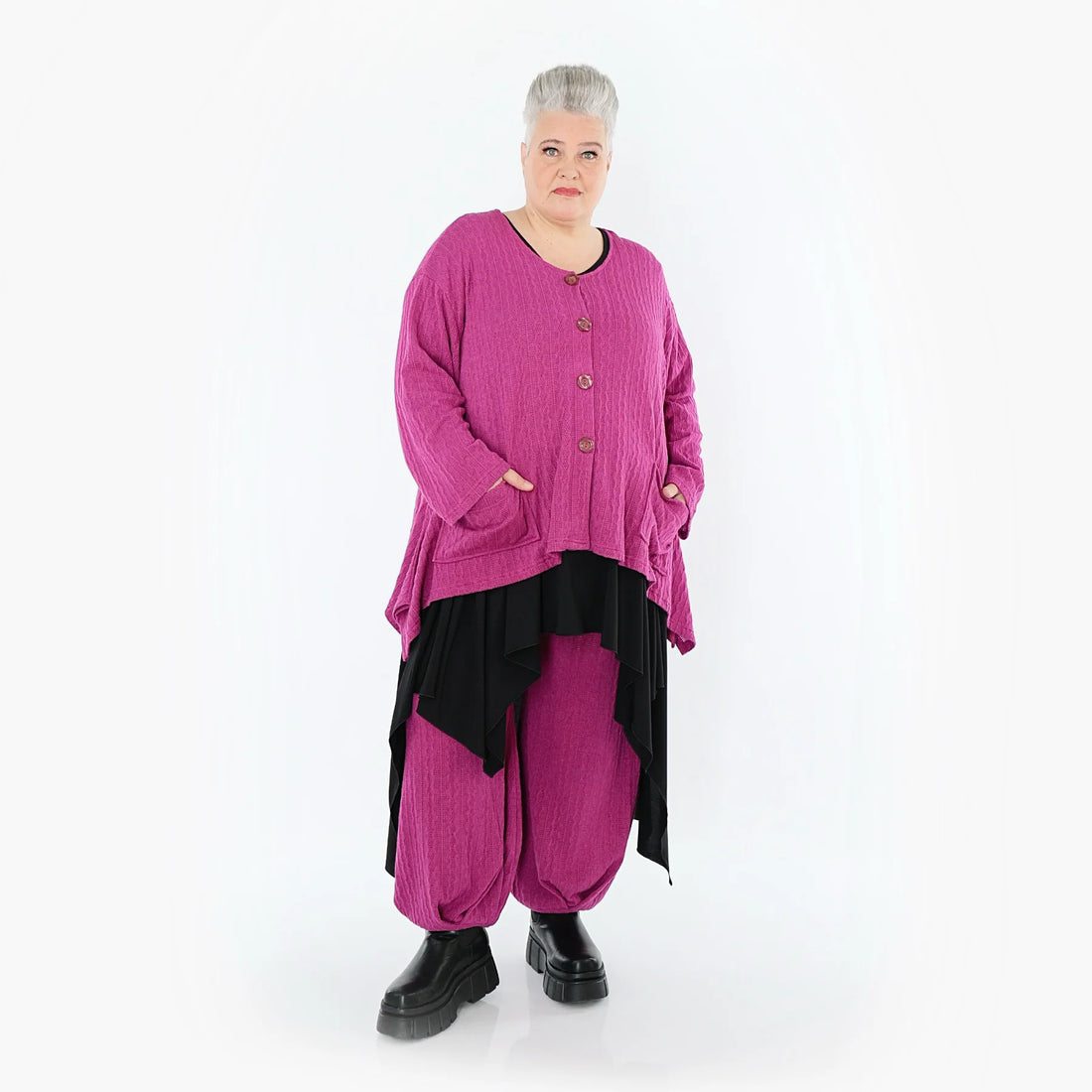  A-Form Jacke von AKH Fashion aus Materialmix, 1532.00118, Fuchsia, Wellen, Ausgefallen