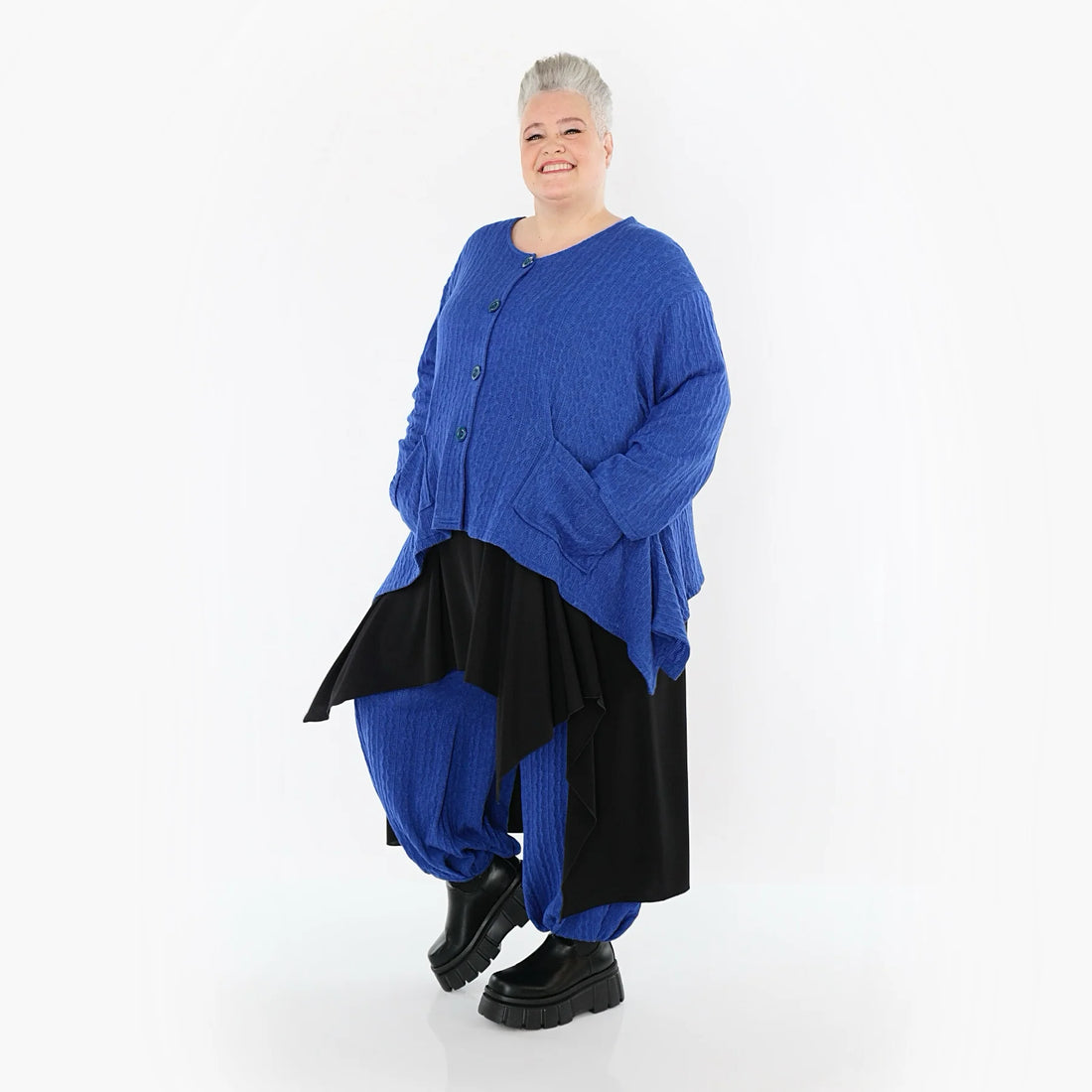  A-Form Jacke von AKH Fashion aus Materialmix, 1532.00118, Royalblau, Wellen, Ausgefallen