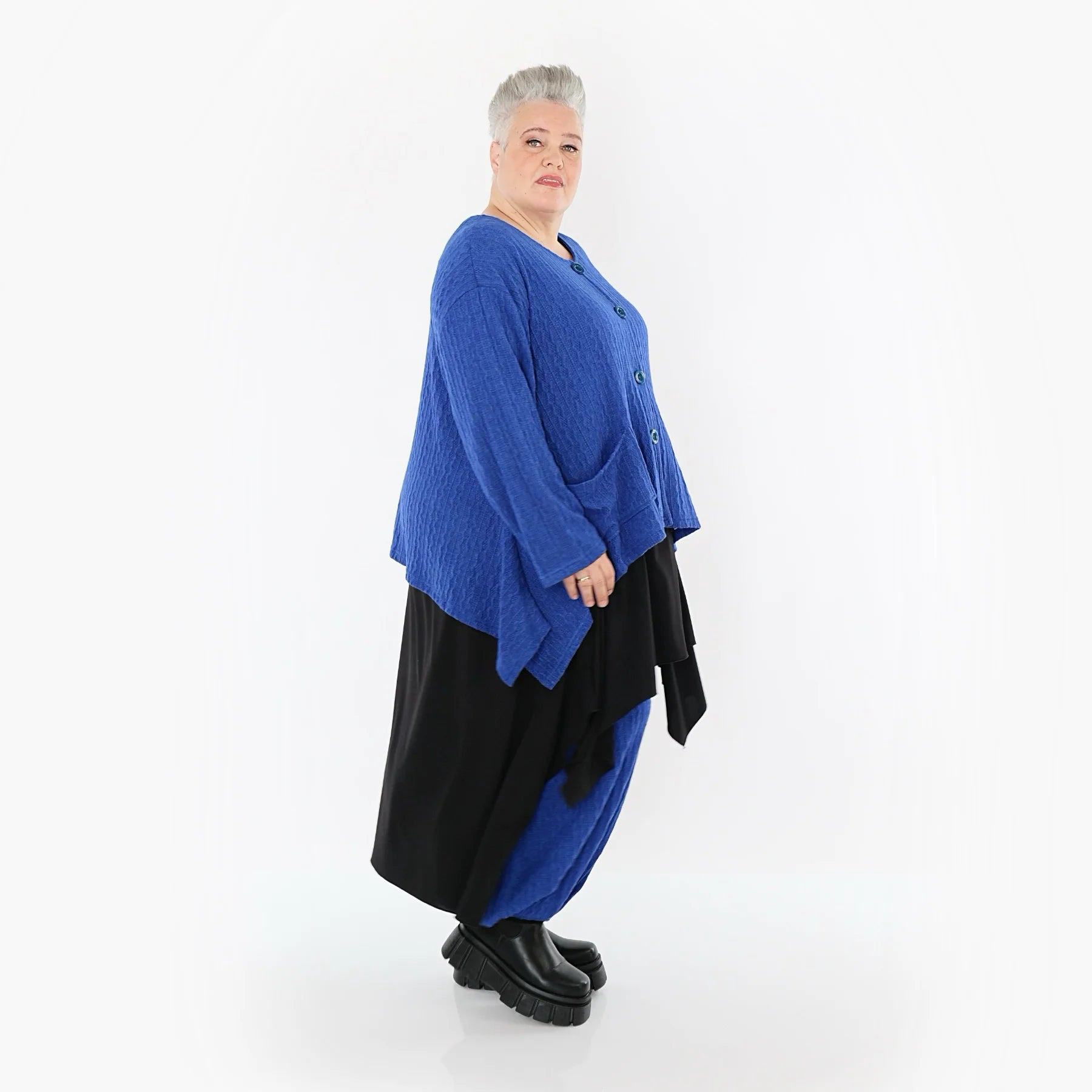  A-Form Jacke von AKH Fashion aus Materialmix, 1532.00118, Royalblau, Wellen, Ausgefallen