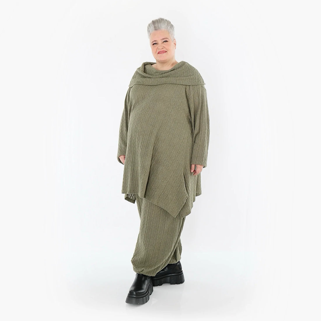  Ballonhose von AKH Fashion aus Materialmix, 1532.05920, Olive, Wellen, Ausgefallen, Schick