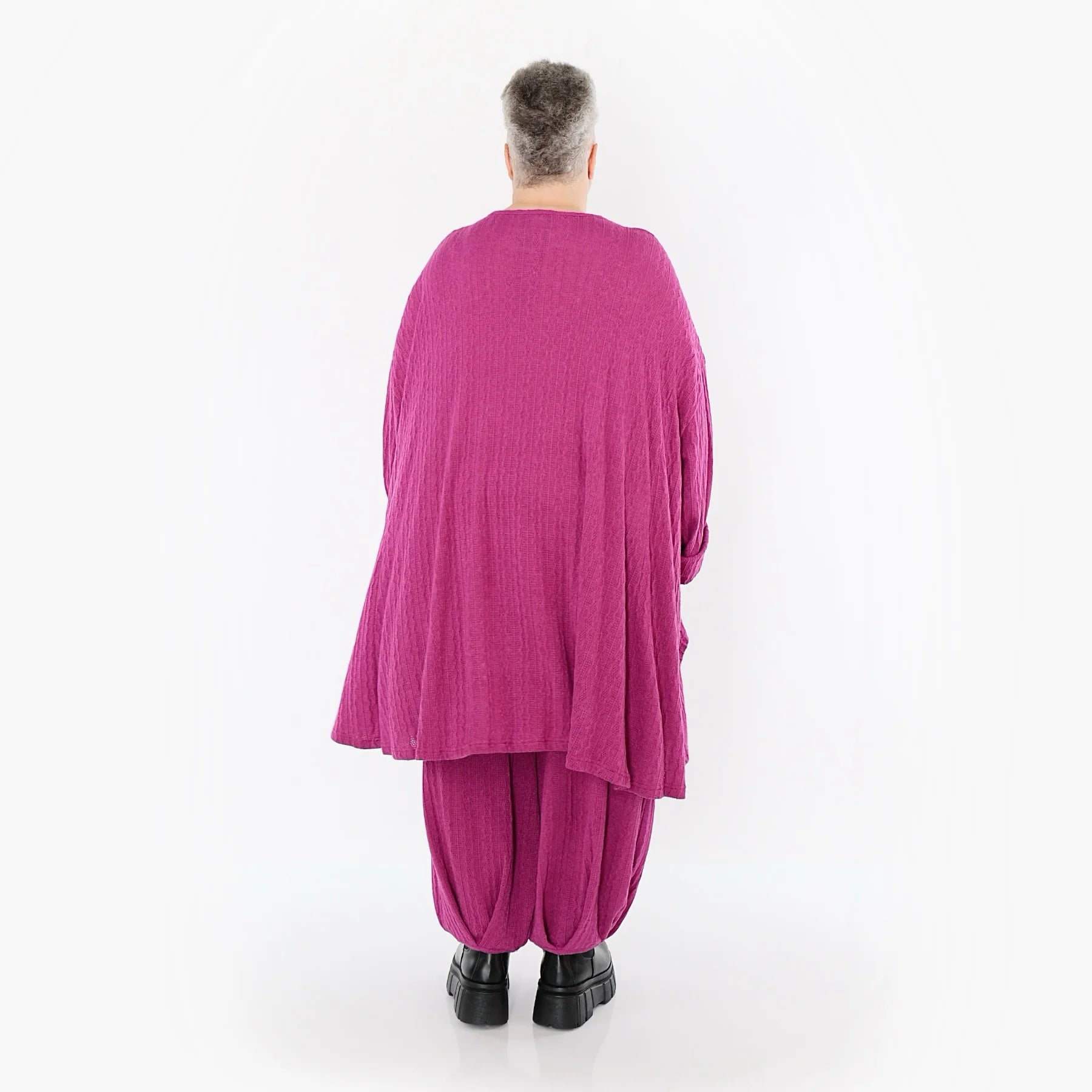  A-Form Bigshirt von AKH Fashion aus Materialmix, 1532.07014, Fuchsia, Wellen, Ausgefallen
